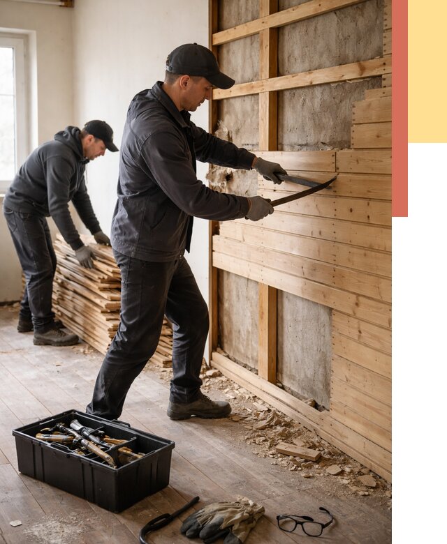 Демонтаж вагонки в Обнинске от 3857 руб/м2 — быстро и недорого | ОТДЕЛОЧНИК-Бнн