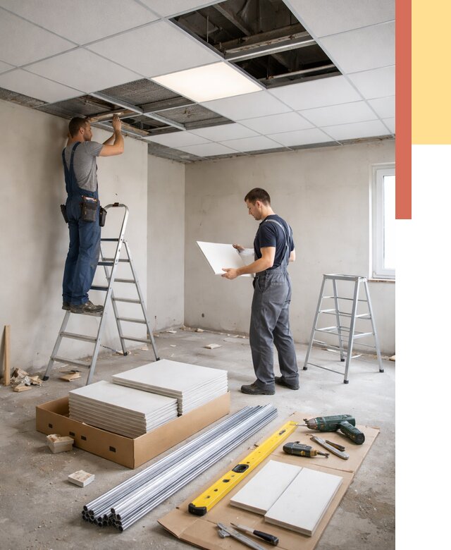 Монтаж потолка армстронг в Обнинске от 4568 руб/м2 — быстрая установка под ключ | ОТДЕЛОЧНИК-Бнн