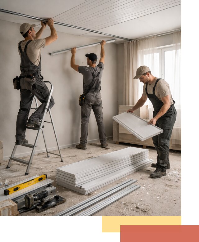 Монтаж потолка из ПВХ панелей в Обнинске оперативно и качественно