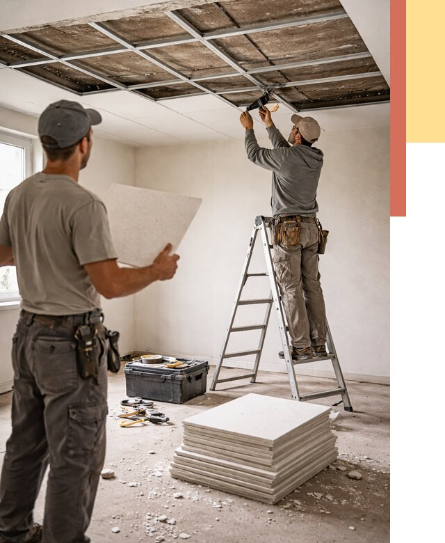 Замена плит подвесного потолка в Обнинске от 1776 руб. быстро и недорого | ОТДЕЛОЧНИК-Бнн