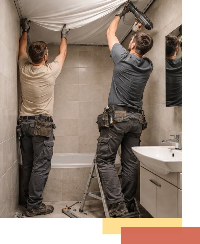 Монтаж натяжного потолка в ванной в Обнинске быстро и качественно