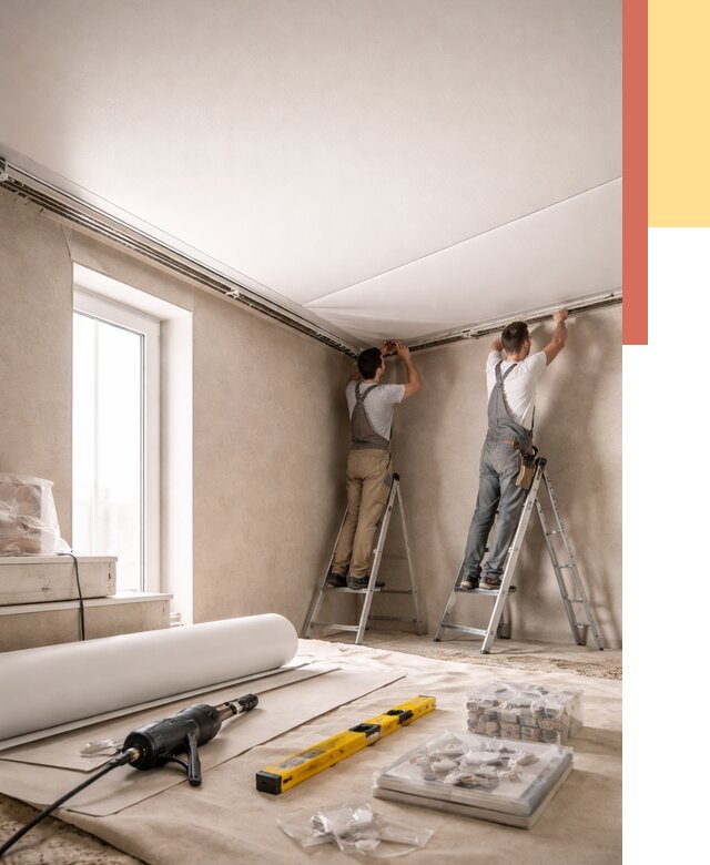 Монтаж натяжного потолка в спальне в Обнинске от 3857 руб. под ключ | ОТДЕЛОЧНИК-Бнн