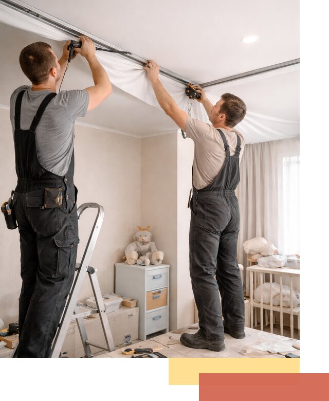 Монтаж натяжного потолка в детской комнате в Обнинске