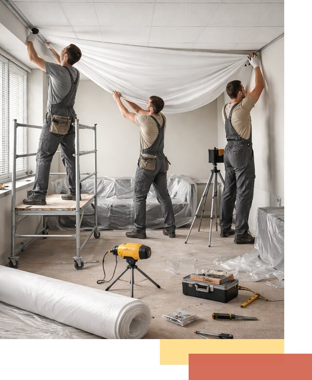 Монтаж натяжного потолка в офисе в Обнинске