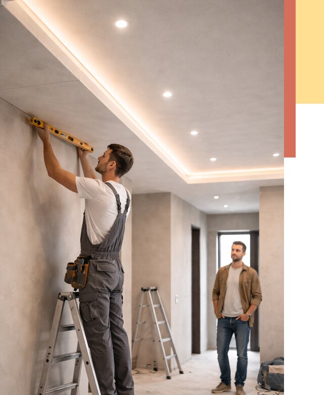 Потолок из гипсокартона с подсветкой в Обнинске от 761 руб./м2 под ключ | ОТДЕЛОЧНИК-Бнн