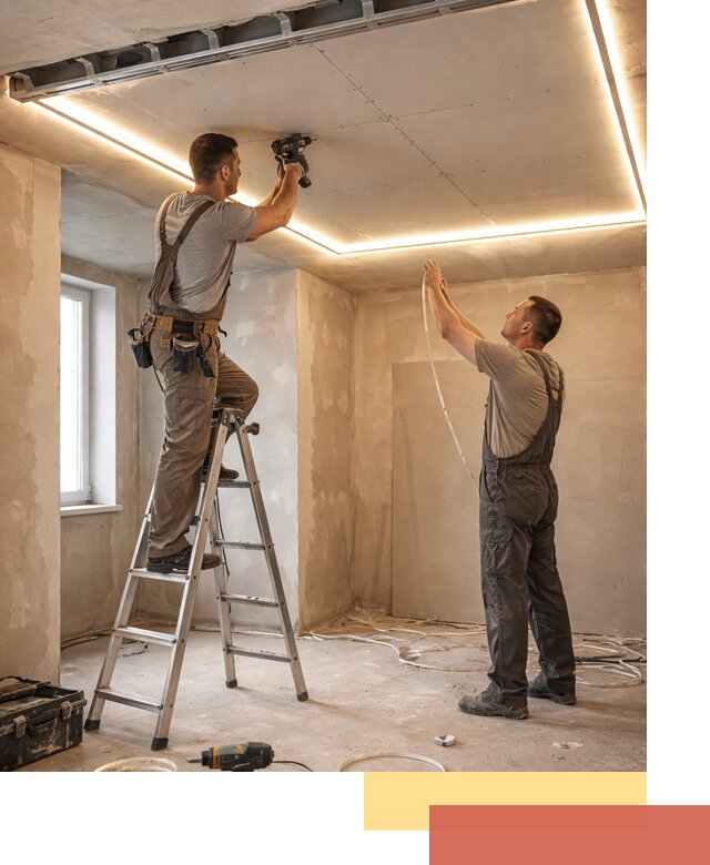 Потолок из гипсокартона с подсветкой в Обнинске