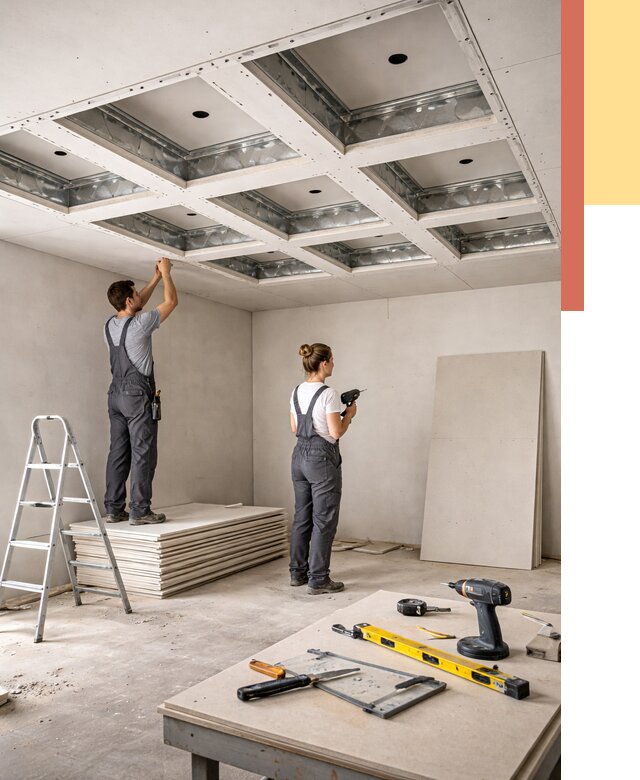 Кессонный потолок из гипсокартона в Обнинске от 1878 руб. — монтаж и под ключ | ОТДЕЛОЧНИК-Бнн