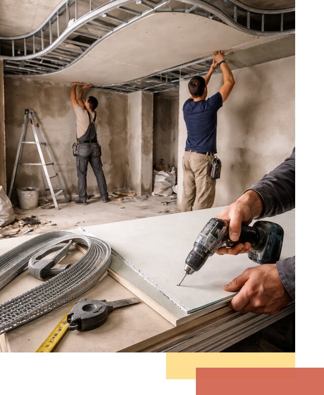 Криволинейный потолок из гипсокартона в Обнинске — монтаж и отделка