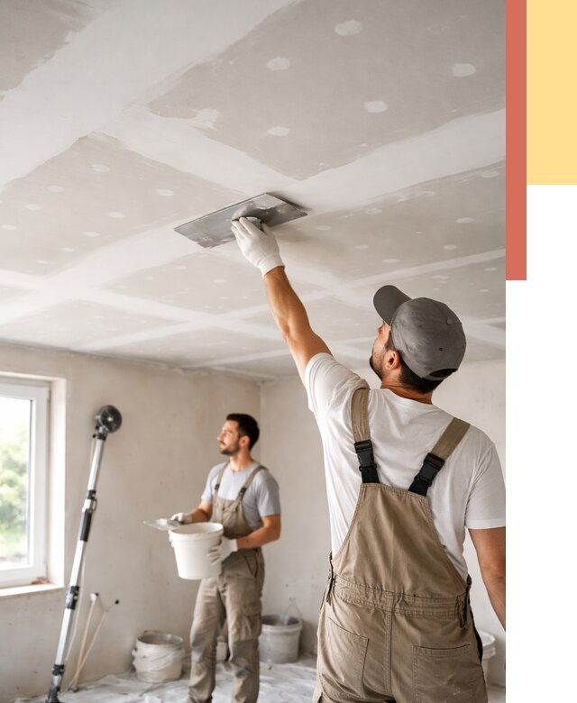 Шпаклевка потолка из гипсокартона в Обнинске от 3248 руб./м2 — услуги под ключ | ОТДЕЛОЧНИК-Бнн