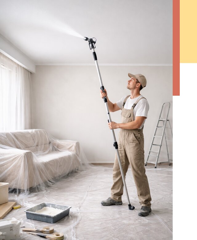 Покраска потолка краскопультом в Обнинске от 4568 руб. быстро и недорого | ОТДЕЛОЧНИК-Бнн