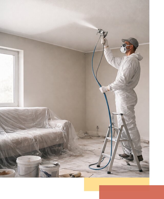 Покраска потолка краскопультом в Обнинске быстро и качественно